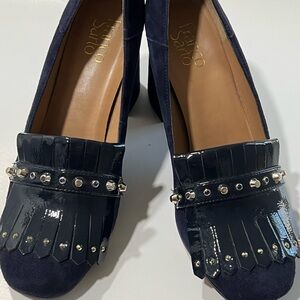 Franco Sarto Blue Fringe Loafers